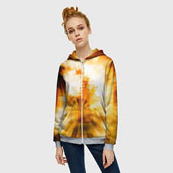 Толстовка на молнии женская Ярко-жёлтое свечение и пиксели, цвет: 3D-меланж — фото 2
