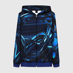 Толстовка на молнии женская Фрактальный узор волны, цвет: 3D-синий