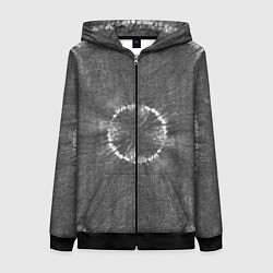 Женская толстовка на молнии Серый круг тай-дай