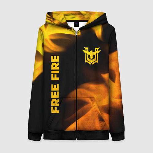 Женская толстовка на молнии Free Fire - gold gradient: надпись, символ / 3D-Черный – фото 1