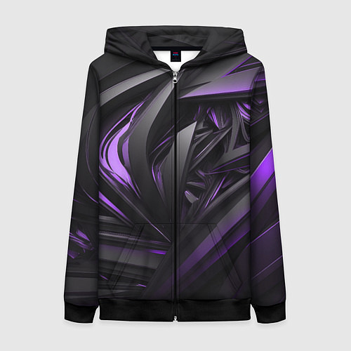 Женская толстовка на молнии Черно-фиолетовые объекты / 3D-Черный – фото 1