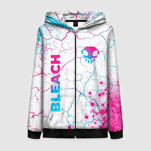 Женская толстовка на молнии Bleach neon gradient style: надпись, символ / 3D-Черный – фото 1