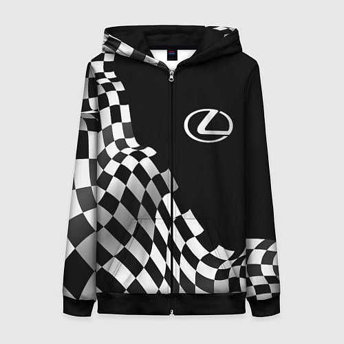 Женская толстовка на молнии Lexus racing flag / 3D-Черный – фото 1