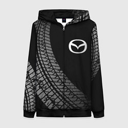 Толстовка на молнии женская Mazda tire tracks, цвет: 3D-черный