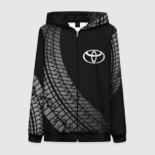 Женская толстовка на молнии Toyota tire tracks / 3D-Черный – фото 1