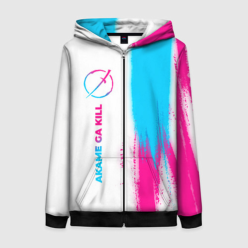 Женская толстовка на молнии Akame ga Kill neon gradient style: по-вертикали / 3D-Черный – фото 1