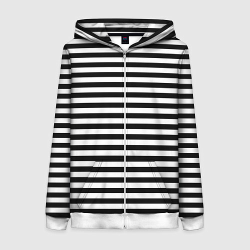 Женская толстовка на молнии Тельняшка черная Подводного флота ВМФ / 3D-Белый – фото 1