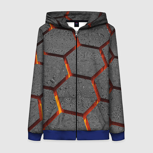 Женская толстовка на молнии Металлические плиты и лава / 3D-Синий – фото 1