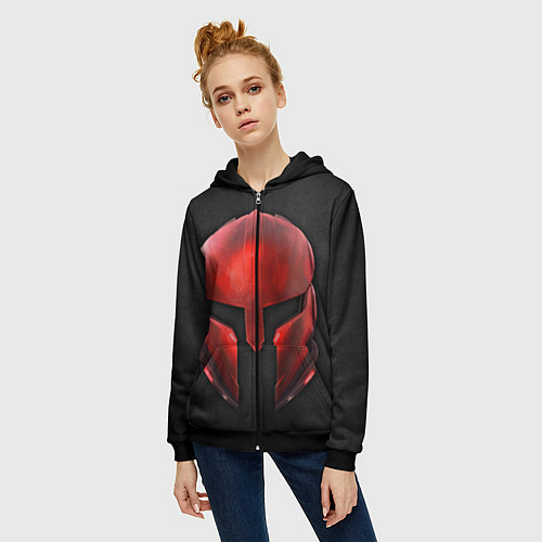 Женская толстовка на молнии Red Gladiator / 3D-Черный – фото 3