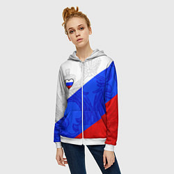 Толстовка на молнии женская Сердечко - Россия, цвет: 3D-белый — фото 2