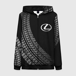 Толстовка на молнии женская Lexus tire tracks, цвет: 3D-черный