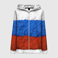 Толстовка на молнии женская Флаг Российской Федерации из цветов, цвет: 3D-белый