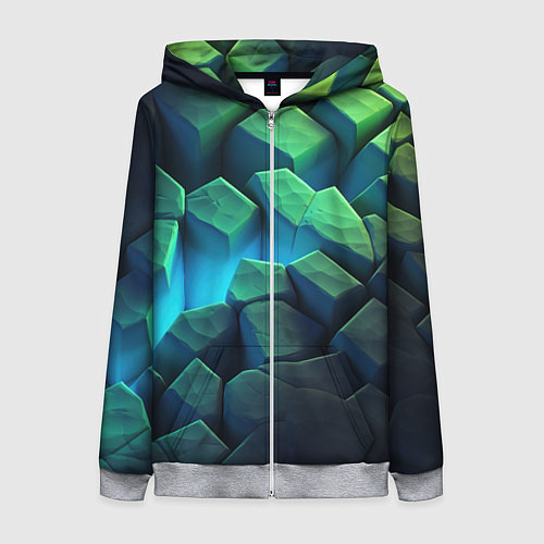 Женская толстовка на молнии Неоновые разломленные плиты / 3D-Меланж – фото 1