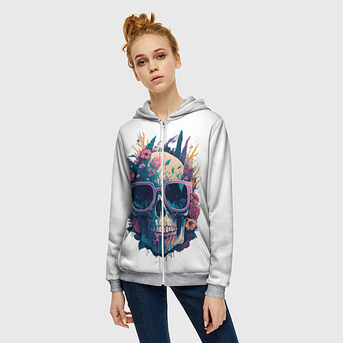 Женская толстовка на молнии Загар до утра / 3D-Меланж – фото 3