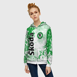 Толстовка на молнии женская Skoda auto logo, цвет: 3D-белый — фото 2