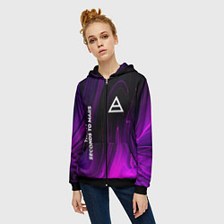 Толстовка на молнии женская Thirty Seconds to Mars violet plasma, цвет: 3D-черный — фото 2