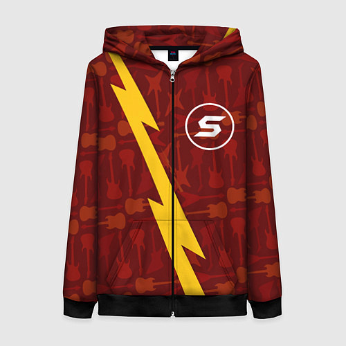 Женская толстовка на молнии Skillet гитары и молния / 3D-Черный – фото 1