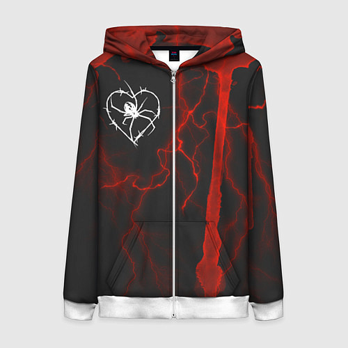 Женская толстовка на молнии Гранж, разводы и паук / 3D-Белый – фото 1
