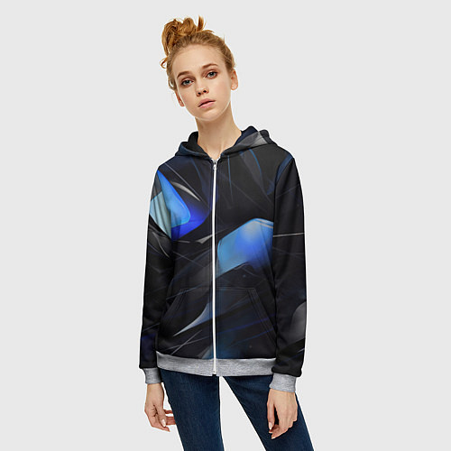 Женская толстовка на молнии Black blue elements / 3D-Меланж – фото 3