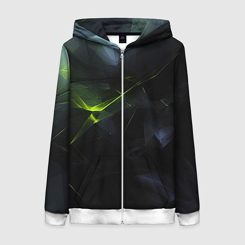 Женская толстовка на молнии Black green elements / 3D-Белый – фото 1