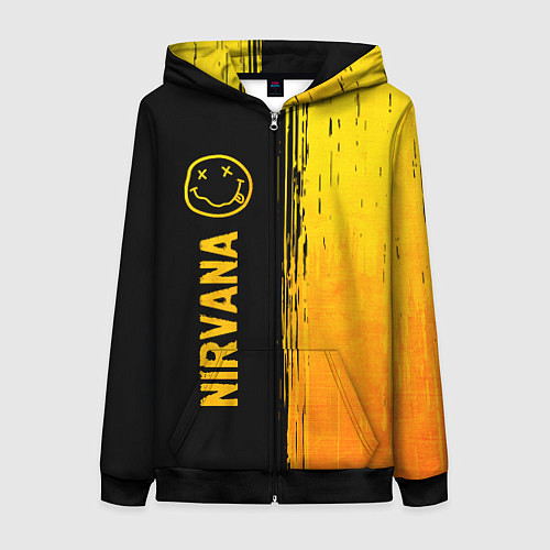 Женская толстовка на молнии Nirvana - gold gradient: по-вертикали / 3D-Черный – фото 1