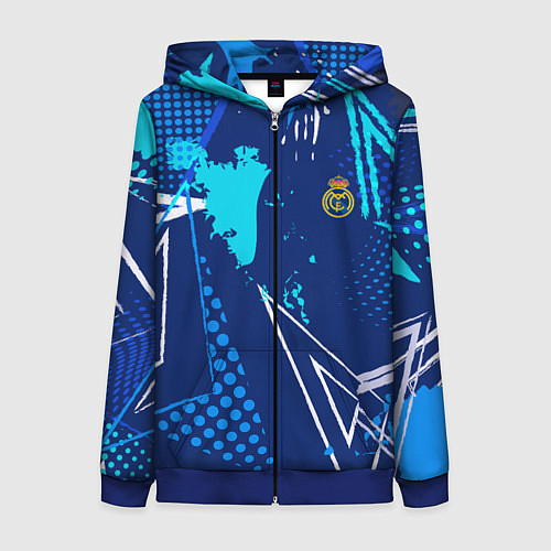 Женская толстовка на молнии Реал Мадрид фк эмблема / 3D-Синий – фото 1