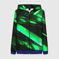Толстовка на молнии женская Зеленая неоновая абстракция, цвет: 3D-синий