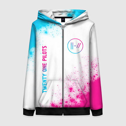 Женская толстовка на молнии Twenty One Pilots neon gradient style: надпись, си / 3D-Черный – фото 1