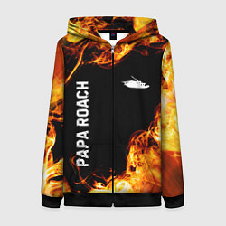 Женская толстовка на молнии Papa Roach и пылающий огонь