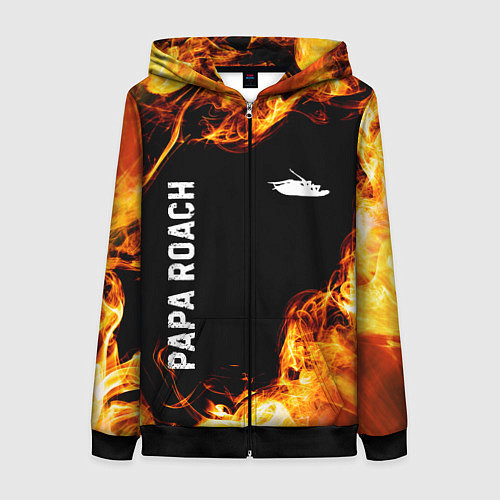 Женская толстовка на молнии Papa Roach и пылающий огонь / 3D-Черный – фото 1