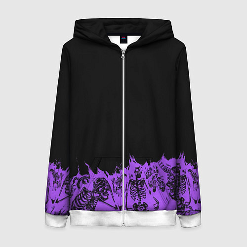 Женская толстовка на молнии Скелеты в неоновом огне / 3D-Белый – фото 1