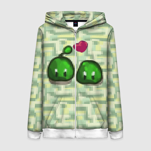 Женская толстовка на молнии Зеленые слаймы стардью / 3D-Белый – фото 1