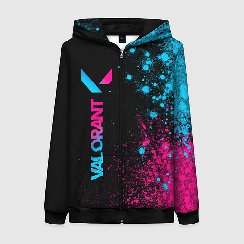 Женская толстовка на молнии Valorant - neon gradient: по-вертикали / 3D-Черный – фото 1