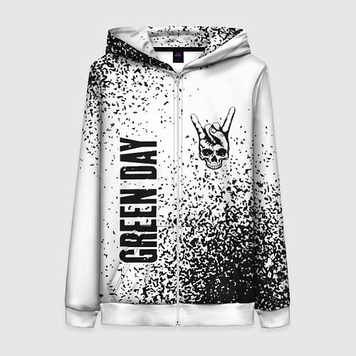Женская толстовка на молнии Green Day и рок символ на светлом фоне / 3D-Белый – фото 1