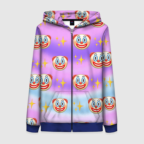 Женская толстовка на молнии Узор с Клоунами / 3D-Синий – фото 1