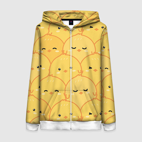 Женская толстовка на молнии Милые птенчики / 3D-Белый – фото 1