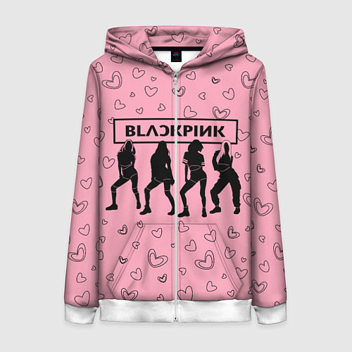 Женская толстовка на молнии Blackpink силуэт / 3D-Белый – фото 1