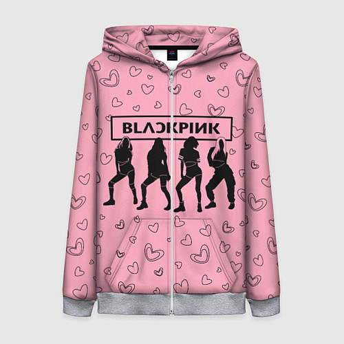 Женская толстовка на молнии Blackpink силуэт / 3D-Меланж – фото 1