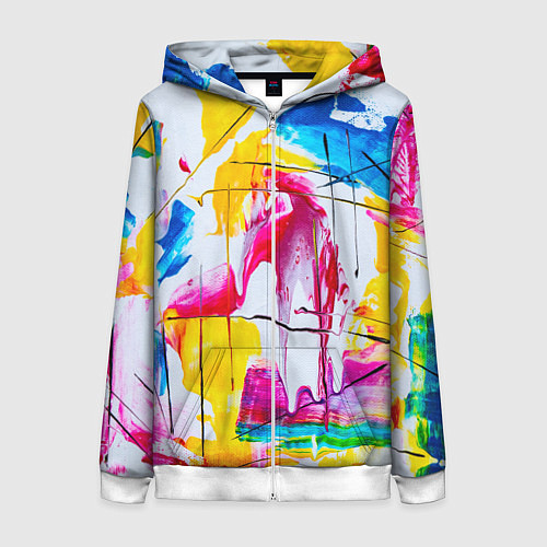 Женская толстовка на молнии Красочный принт / 3D-Белый – фото 1