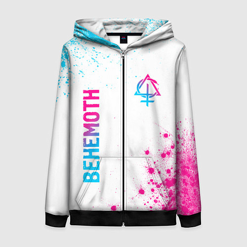 Женская толстовка на молнии Behemoth neon gradient style: надпись, символ / 3D-Черный – фото 1