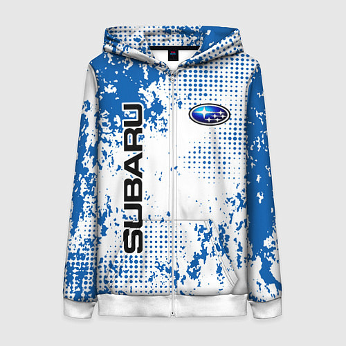 Женская толстовка на молнии Subaru blue logo / 3D-Белый – фото 1