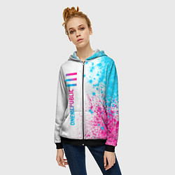 Толстовка на молнии женская OneRepublic neon gradient style: по-вертикали, цвет: 3D-черный — фото 2