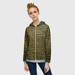 Толстовка на молнии женская Текстура кожи крокодила, цвет: 3D-меланж — фото 2