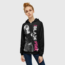 Толстовка на молнии женская Blackpink Beautiful Lisa, цвет: 3D-черный — фото 2