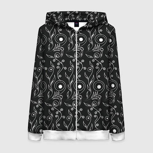 Женская толстовка на молнии Black style pattern / 3D-Белый – фото 1