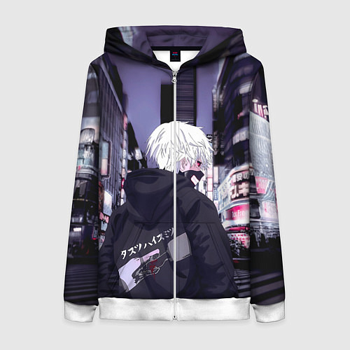 Женская толстовка на молнии Kaneki Ken / 3D-Белый – фото 1