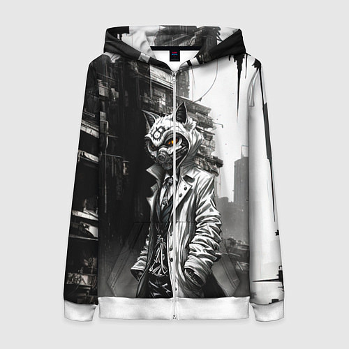 Женская толстовка на молнии Кибернетический кицунэ / 3D-Белый – фото 1