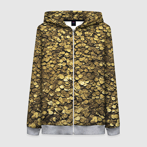 Женская толстовка на молнии Золотые монеты / 3D-Меланж – фото 1