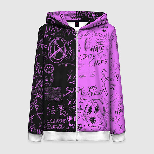 Женская толстовка на молнии Dead inside purple black / 3D-Белый – фото 1