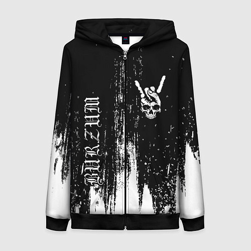 Женская толстовка на молнии Burzum и рок символ на темном фоне / 3D-Черный – фото 1